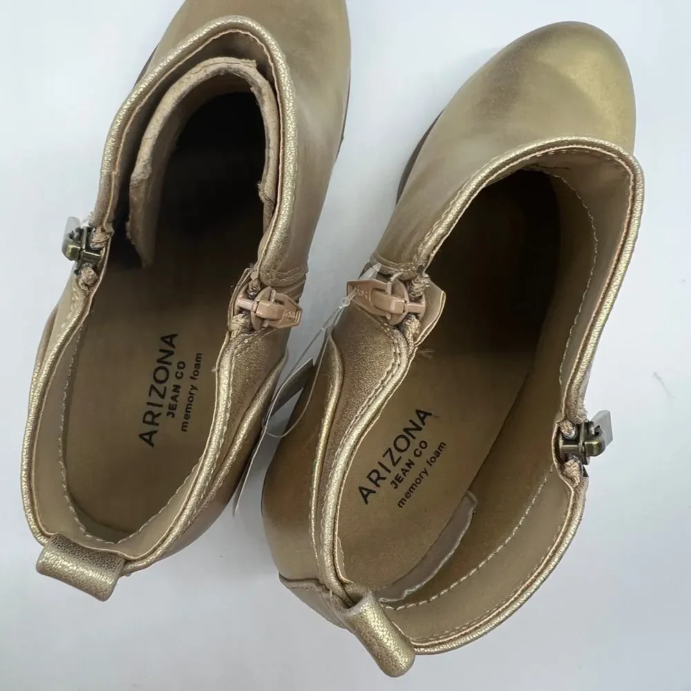 Arizona Jean Co Womens Castle Stacked Heel Booties Gold Size 6W